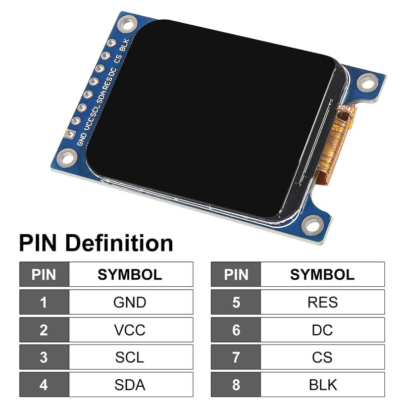 XIITIA 2pcs 1.69" HD IPS TFT LCD Display Module 240x280 RGB LCD Screen 3.3V ST7789 Drive SPI Interface 8pin Full Color for Arduino DIY - Image 4